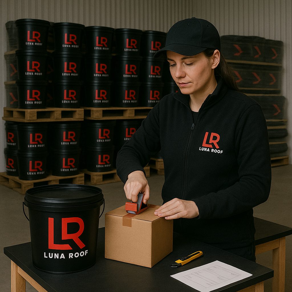 Vi pakker og sender Luna Roof tagmembran til hele Danmark – professionel kvalitet til erhverv, foreninger og private